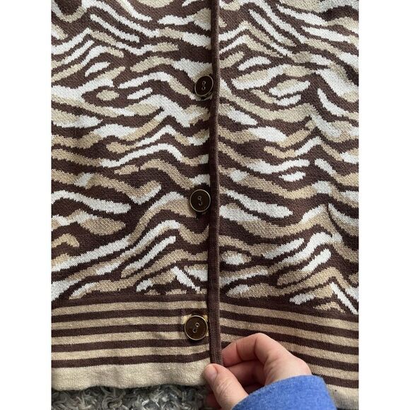Isaac Mizrahi Live Knit Cardigan Jacket Blazer Sz 1X Animal Print Brown - Picture 3 of 5